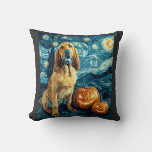 Bloodhound Cute Dog Halloween Jack O Lantern Pumpk Cushion