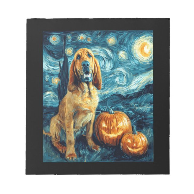 Bloodhound Cute Dog Halloween Jack O Lantern Pumpk Notepad (Front)