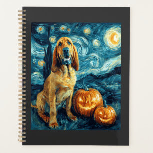 Bloodhound Cute Dog Halloween Jack O Lantern Pumpk Planner