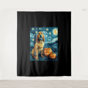 Bloodhound Cute Dog Halloween Jack O Lantern Pumpk Tapestry
