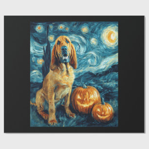 Bloodhound Cute Dog Halloween Jack O Lantern Pumpk Wrapping Paper