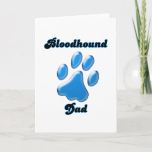 Bloodhound Dad Blue Pawprint Holiday Card