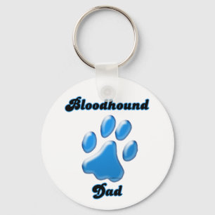 Bloodhound Dad Blue Pawprint Keychain