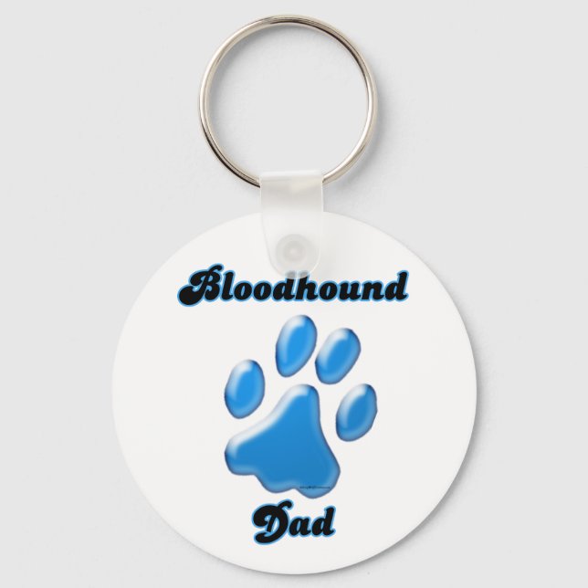 Bloodhound Dad Blue Pawprint Keychain (Front)