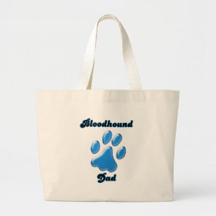 Bloodhound Dad Blue Pawprint Large Tote Bag