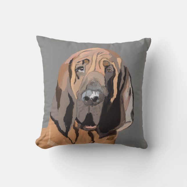 Bloodhound Digital Drawing  Cushion (Front)