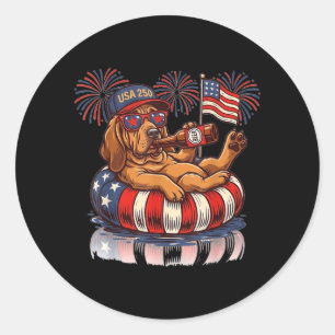 Bloodhound Dog 250th Aamerica Patriotic Usa 4th Of Classic Round Sticker