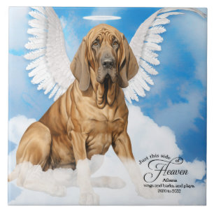 Bloodhound Dog Angel Custom Pet Memorial Ceramic Tile