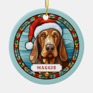 Bloodhound Dog Ceramic Circle Ornament