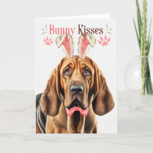 Bloodhound Dog in Bunny Ears for Easter Holiday Card