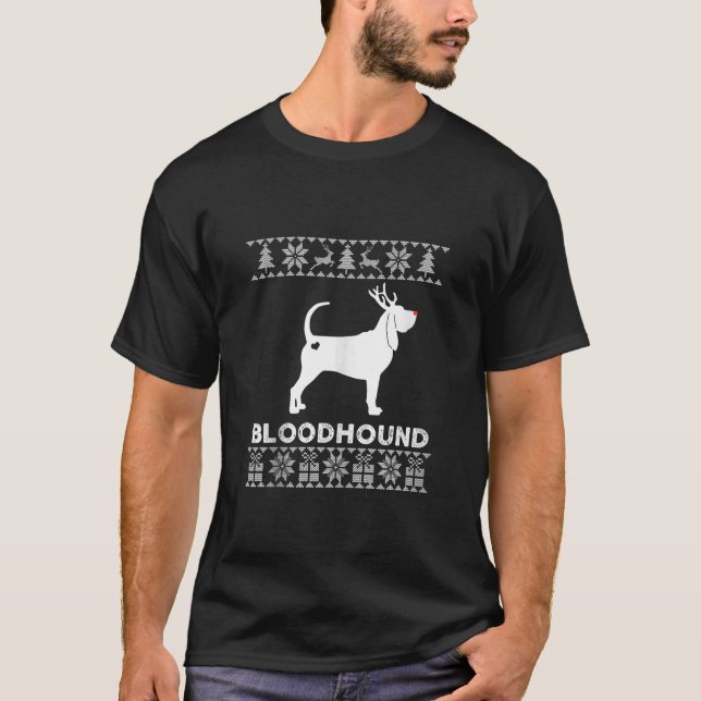 Bloodhound Dog Lover Xmas Reindeer Ugly Christmas  T-Shirt (Front)