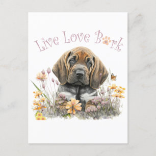 Bloodhound Dog Mum Floral Postcard