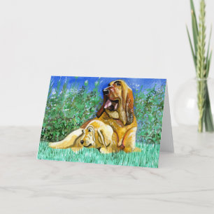 Bloodhound Dog Portrait Blank Greeting Card
