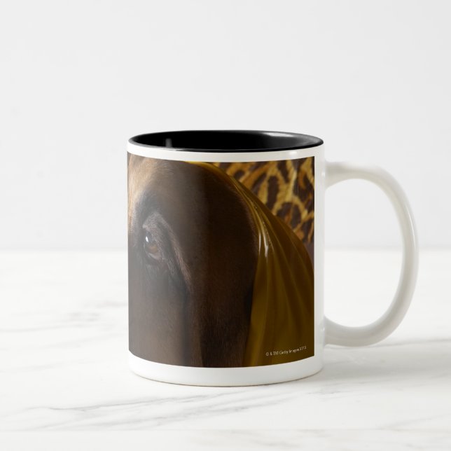 Bloodhound dog. Two-Tone coffee mug (Right)