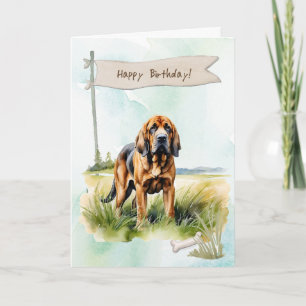 Bloodhound Dog Under Birthday Sign Card