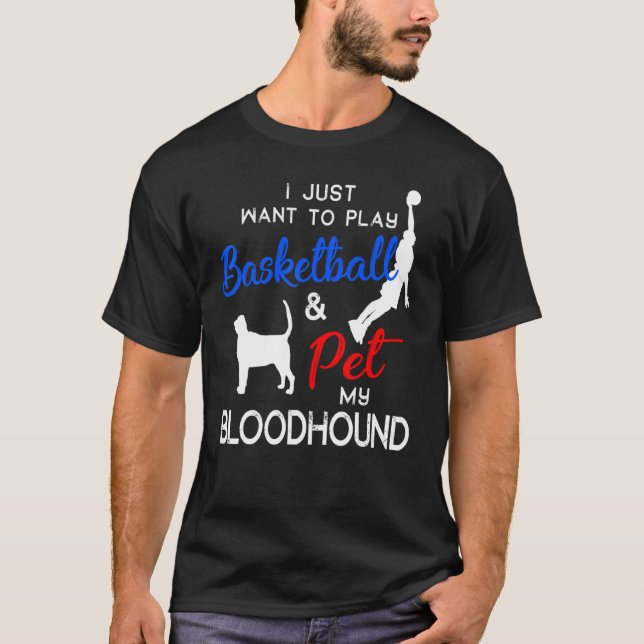 Bloodhound Funny Basketball Dog Owner  Xmas T-Shirt (Front)