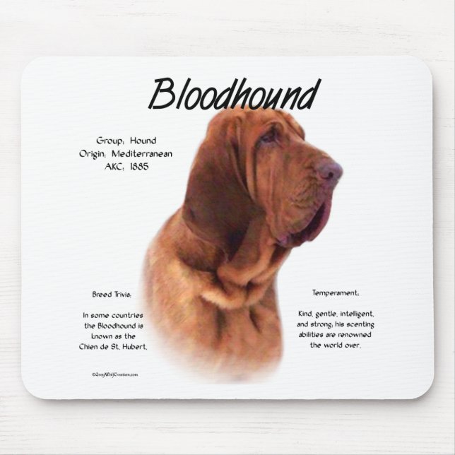 Bloodhound History Design Mouse Pad (Front)