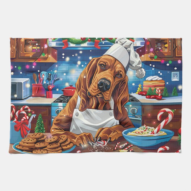 Bloodhound Holiday Baking: Festive Christmas Tea Towel (Horizontal)