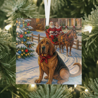 Bloodhound Holiday Glass Tree Decoration