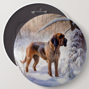 Bloodhound Let It Snow Christmas 6 Cm Round Badge