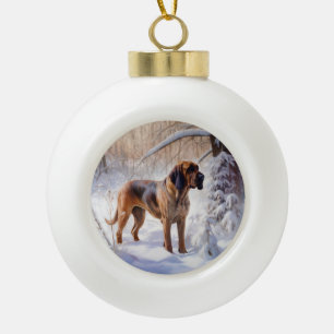 Bloodhound Let It Snow Christmas Ceramic Ball Christmas Ornament