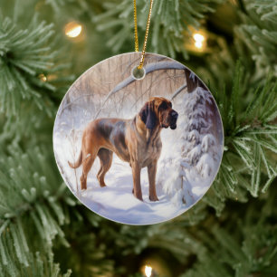Bloodhound Let It Snow Christmas Ceramic Ornament