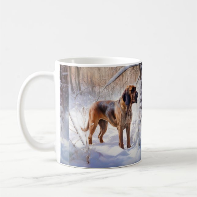 Bloodhound Let It Snow Christmas Coffee Mug (Left)