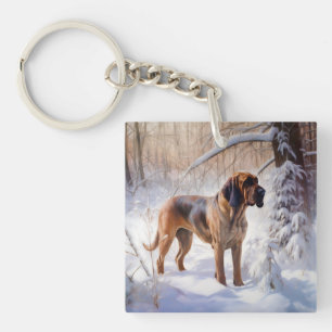 Bloodhound Let It Snow Christmas Key Ring