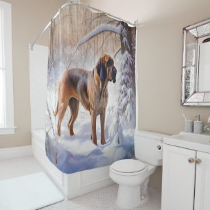 Bloodhound Let It Snow Christmas Shower Curtain