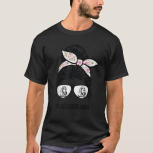 Bloodhound mom messy bun hair glasses T-Shirt