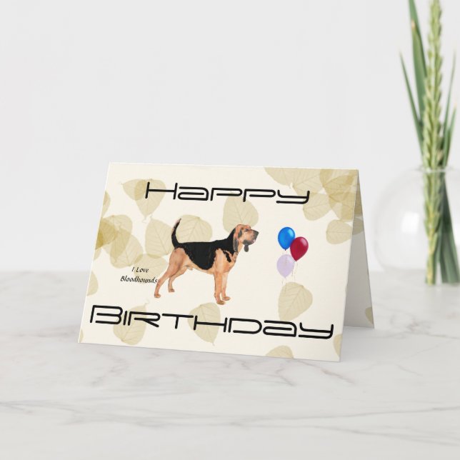 Bloodhound on Tan Leaves Card (Front)