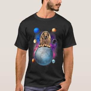 Bloodhound On The Moon Galaxy Puppy Spcae Dog T-Shirt