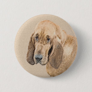 Bloodhound Painting - Cute Original Dog Art 6 Cm Round Badge