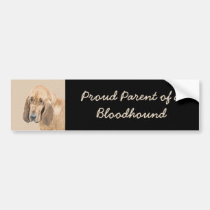 Bloodhound Painting - Cute Original Dog Art Bumper Sticker