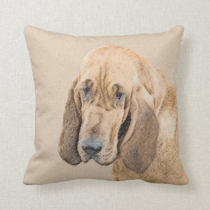 Bloodhound Painting - Cute Original Dog Art Cushion