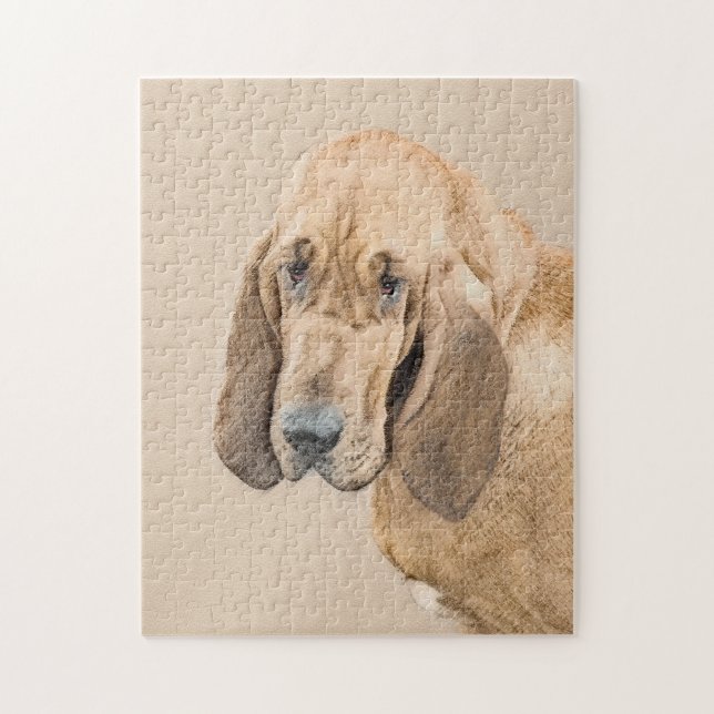 Bloodhound Painting - Cute Original Dog Art Jigsaw Puzzle (Vertical)