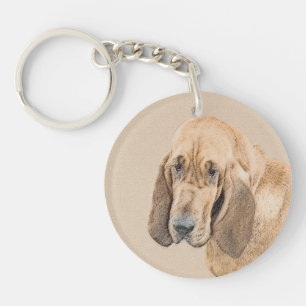 Bloodhound Painting - Cute Original Dog Art Key Ring