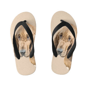 Bloodhound Painting - Cute Original Dog Art Kid's Thongs