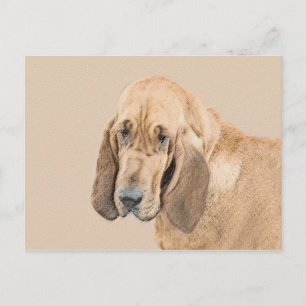 Bloodhound Painting - Cute Original Dog Art Postcard