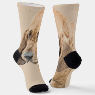 Bloodhound Painting - Cute Original Dog Art Socks
