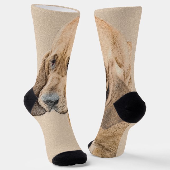 Bloodhound Painting - Cute Original Dog Art Socks (Angled)