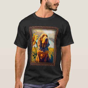 Bloodhound Painting Sunflower Flower Mum Women Flo T-Shirt