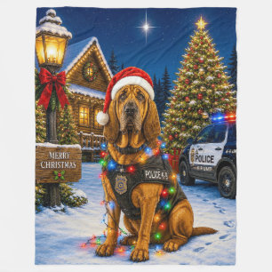 Bloodhound Police Holiday Fleece Blanket