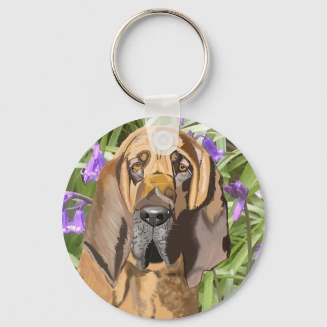 Bloodhound Portrait Key Ring (Front)