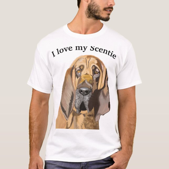 Bloodhound Portrait with editable text T-Shirt (Front)