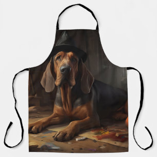 Bloodhound Pumpkins Halloween Scary  Apron