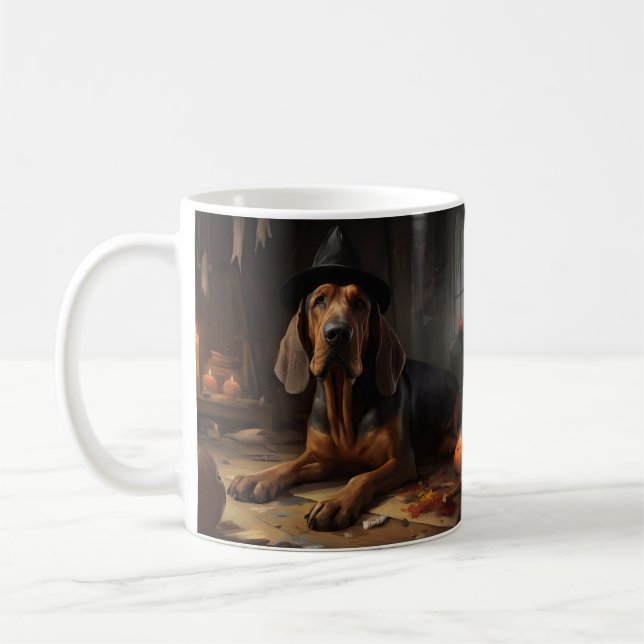 Bloodhound Pumpkins Halloween Scary  Coffee Mug (Left)