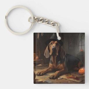 Bloodhound Pumpkins Halloween Scary Key Ring
