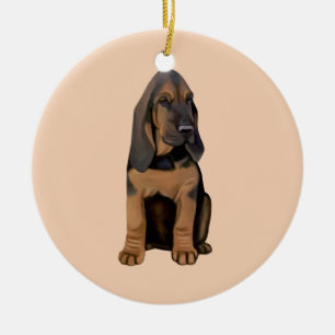 Bloodhound Puppy Ceramic Tree Decoration