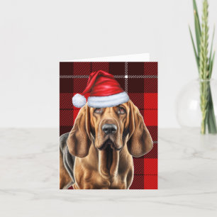 Bloodhound Red Seasonal Plaid Christmas Holiday Card
